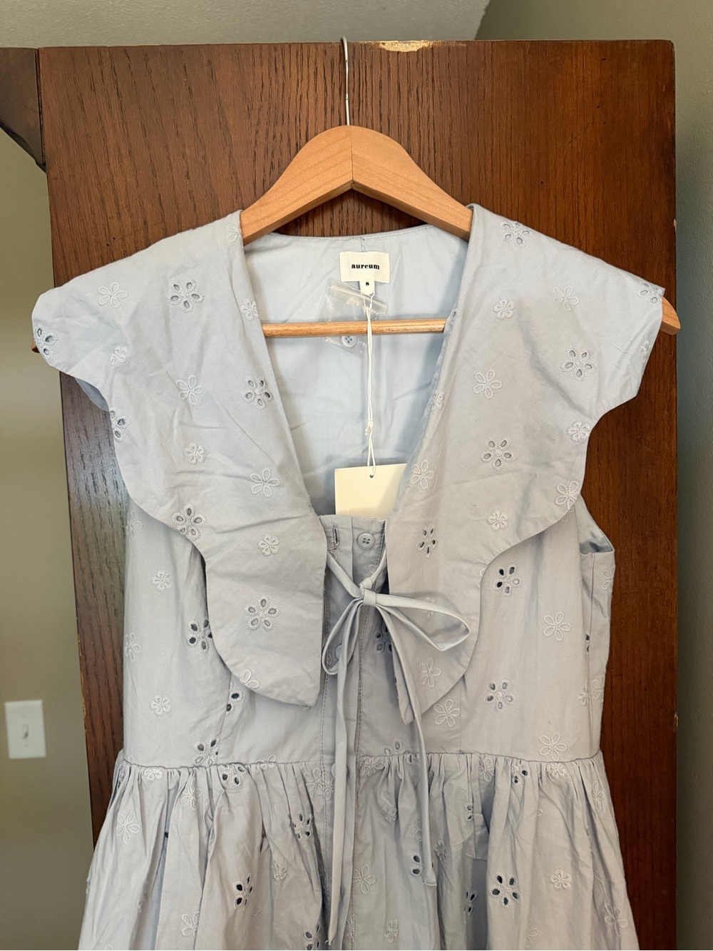 Shop Dahl Cinderella - Light Blue Eyelet Tie-Front Dress - Picture 3 of 5